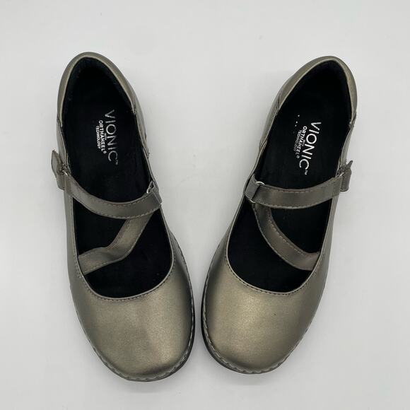 Vionic Judith Mary Jane Shoes - Metallic - US 7 - Picture 8 of 10
